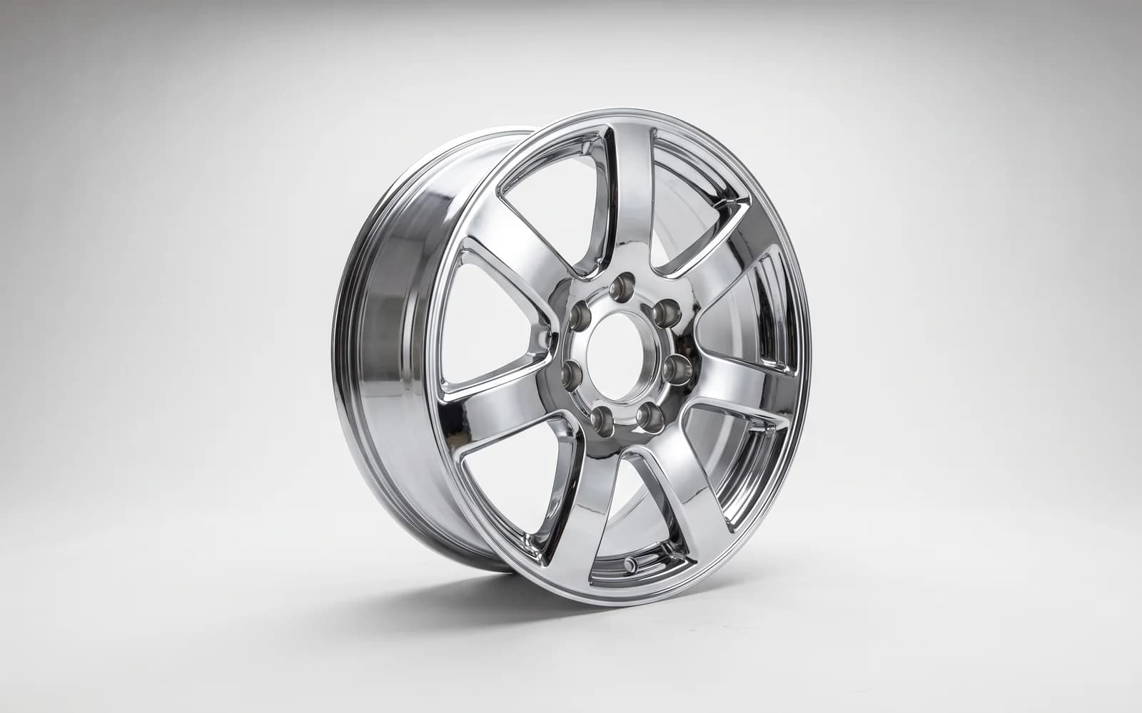 A mirror-finish chrome wheel
